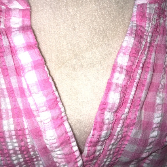 CROWN AND IVY SIZE 1 X PINK AND WHITE GINGHAM STYLE BUBBLE SHORT SLEEVE TEXTURED - Picture 3 of 6